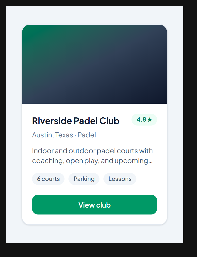 Find-directorykaart voor een padelclub