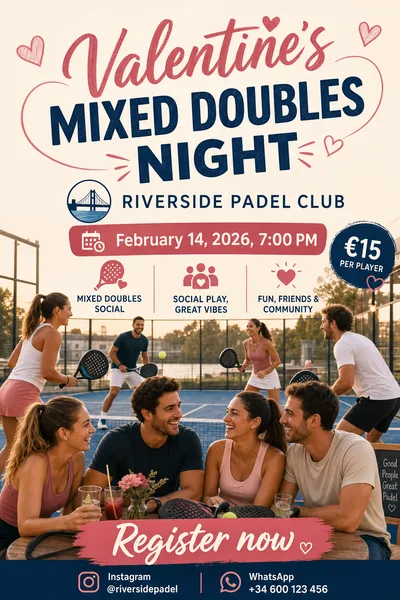 Valentine's Day seasonal poster example with social style